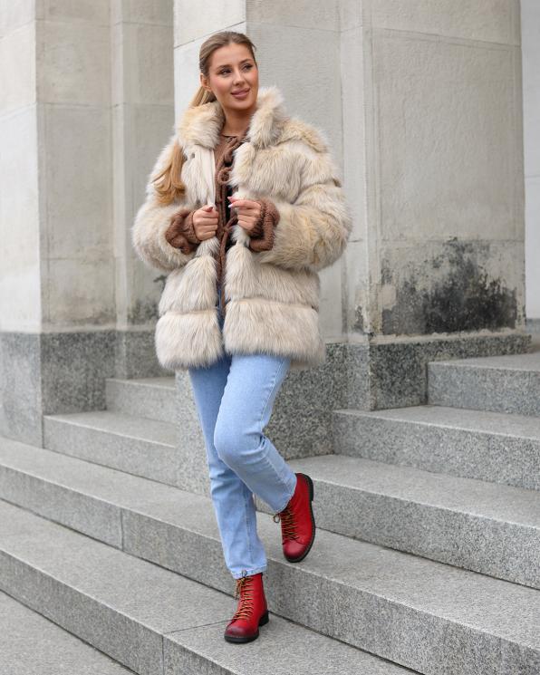 Czerwone trzewiki damskie ze skóry licowej 135-13716-RED