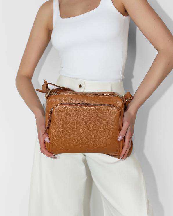 Ruda torebka damska skórzana na ramię 107-11-RUDY