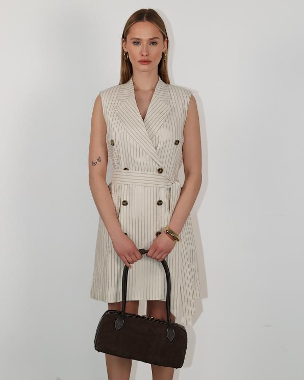 Czekoladowa torebka damska podłużna ze skóry zamszowej na ramię 107-23-CZEKOLADA