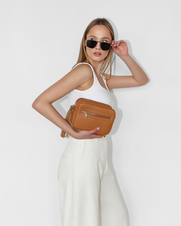 Ruda listonoszka damska skórzana z chwostem 107-8-RUDY