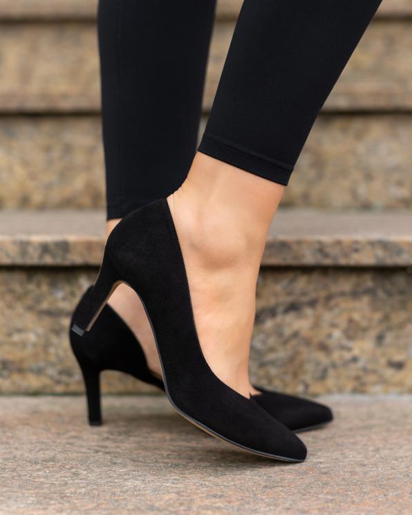 Czarne szpilki damskie ze skóry zamszowej  034-7873-CZR-ZAM