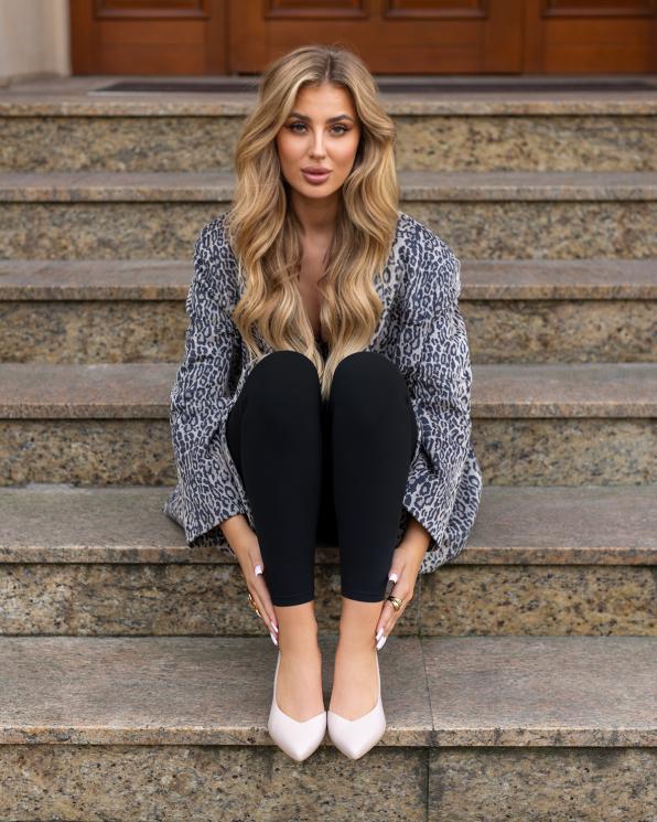 Beżowe czółenka damskie skórzane na szpilce 034-7873-BEŻ-LIC