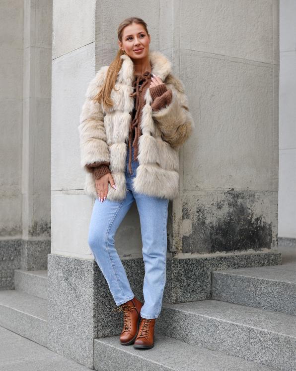 Brązowe botki damskie sznurowane skórzane 135-13716-RUDY