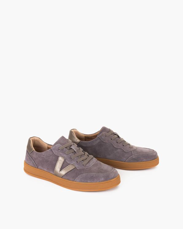 Szare adidasy damskie z naturalnej skóry zamszowej  105-85597-SZARY