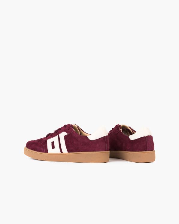 Bordowe trampki damskie z naturalnej skóry zamszowej  105-75597-BORDO