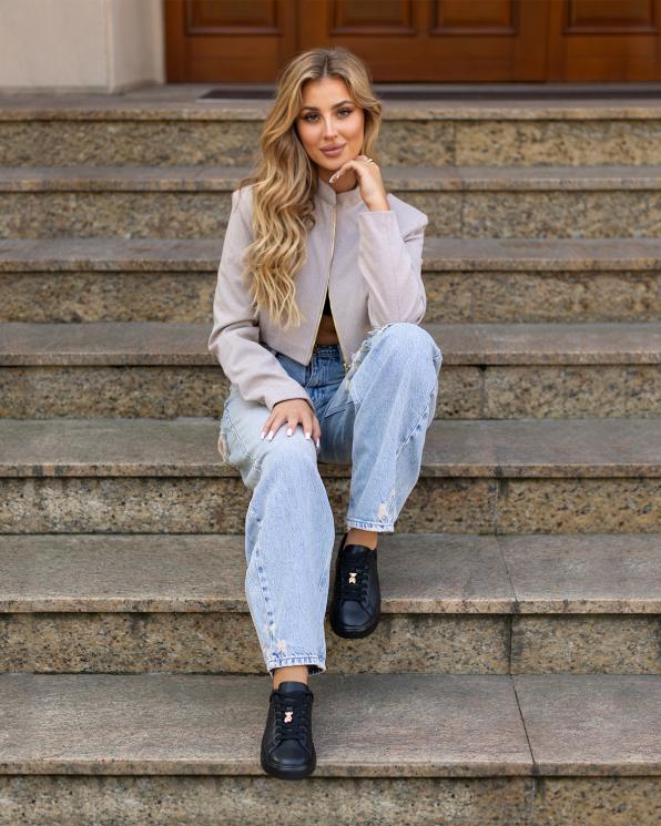 Czarne półbuty damskie ze skóry licowej na platformie 139-97391-CZARNY