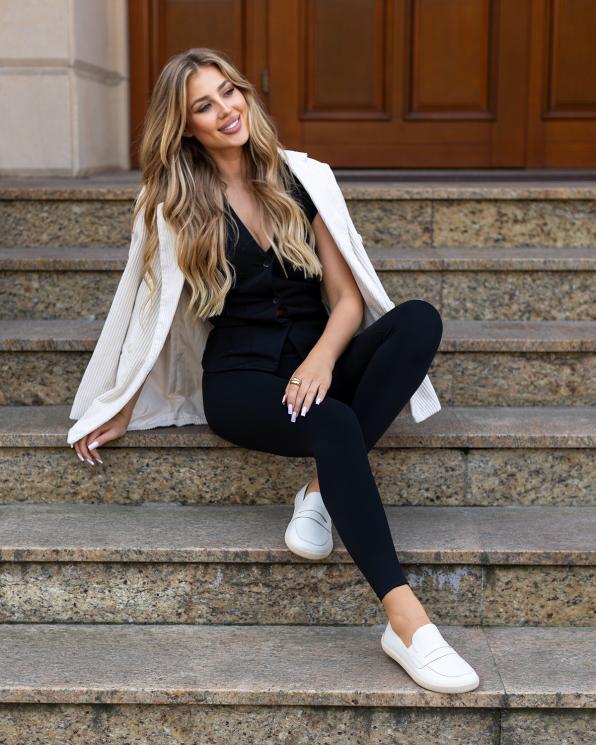 Białe mokasyny damskie z naturalnej skóry licowej barefoot 148-34062-BEŻ