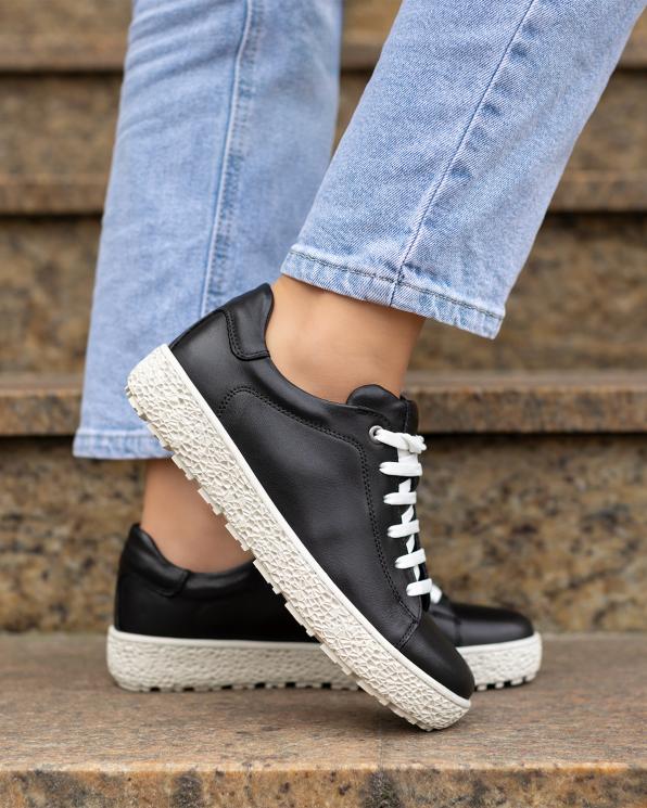 Czarne adidasy damskie skórzane z białą podeszwą  148-71072-CZARNY