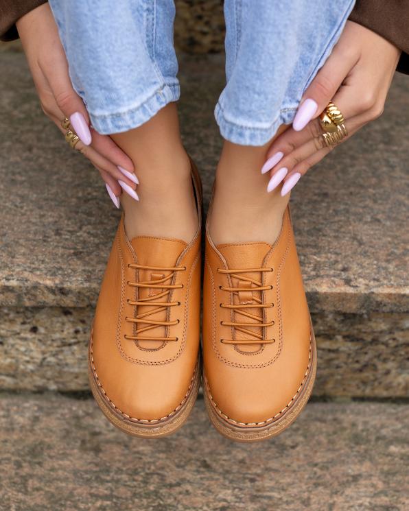 Rude półbuty damskie ze skóry licowej na koturnie  148-21641-RUDY