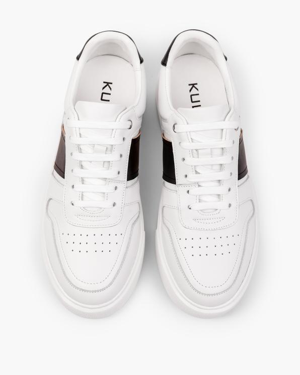 Białe półbuty sportowe męskie skórzane na platformie 151-3242-21-BIAŁ