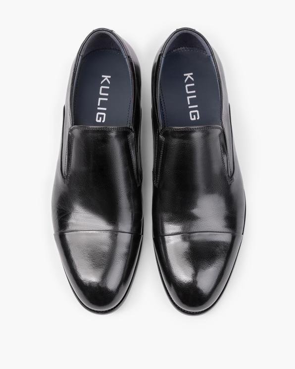 Czarne mokasyny męskie wizytowe ze skóry licowej 143-38-4152-CZAR