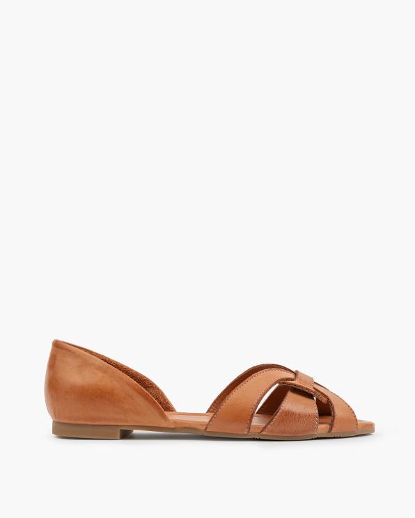 Rude sandały damskie ze skóry licowej na niskim obcasie 145-1043-RUDY