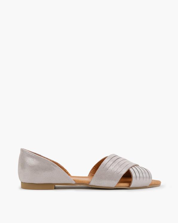 Srebrne sandały damskie ze skóry nubukowej 145-0013-VIZON