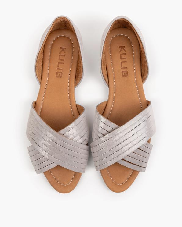 Srebrne sandały damskie ze skóry nubukowej 145-0013-VIZON