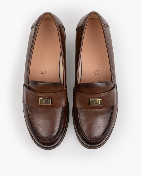 Czekoladowe mokasyny damskie z naturalnej skóry licowej 139-56491-CZEKOD