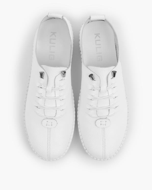 Białe półbuty damskie sznurowane ze skóry licowej 165-45152-BIAŁY