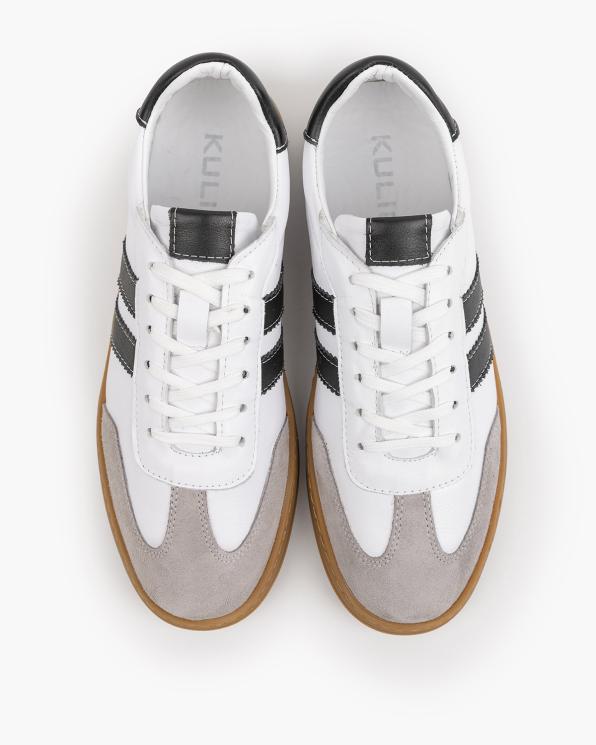 Białe trampki męskie skórzane z czarnymi wstawkami 165-316-BIA-CZAR