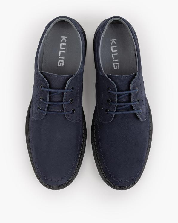 Granatowe półbuty męskie sznurowane ze skóry nubukowej 165-116-GRANAT