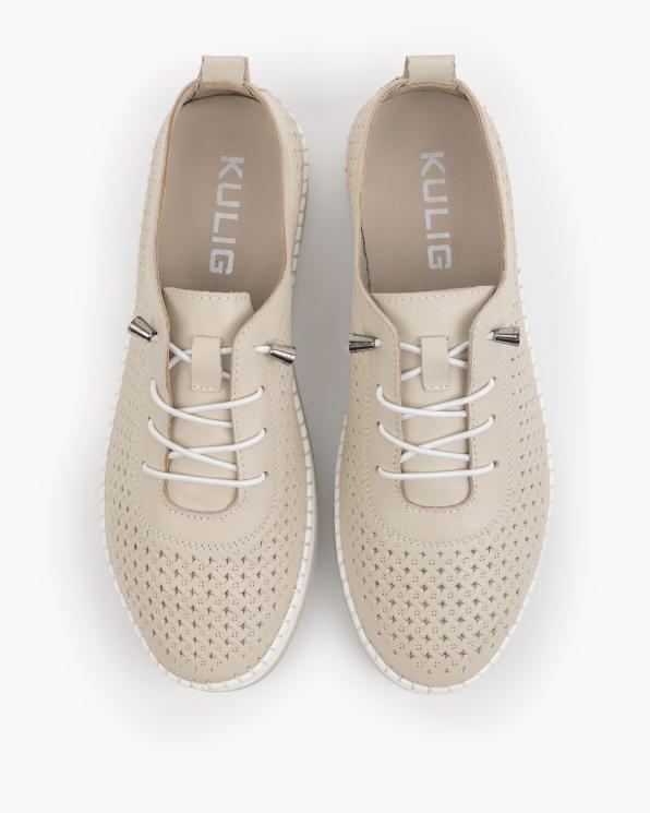 Szare trampki damskie skórzane z perforacjami 165-0081-SZARY