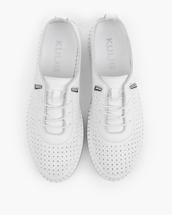 Białe trampki damskie ażurowe ze skóry licowej 165-0081-BIAŁY