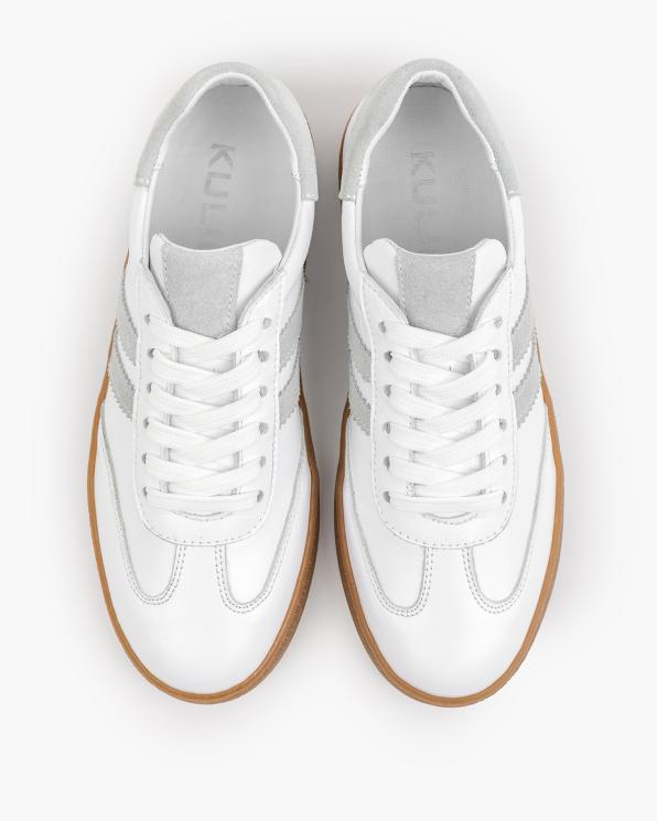 Białe adidasy damskie skórzane z szarymi wstawkami 165-00552-BIA-S