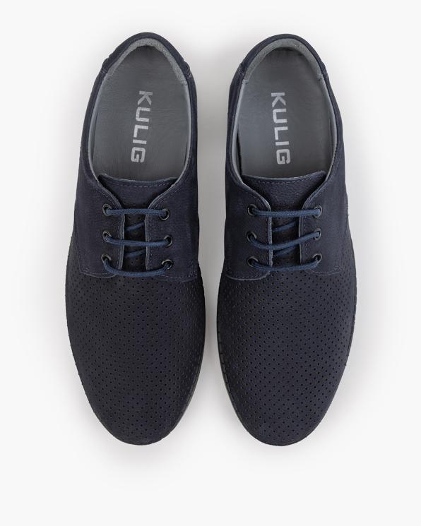 Granatowe półbuty męskie nubukowe z perforacją 165-912-GRANAT