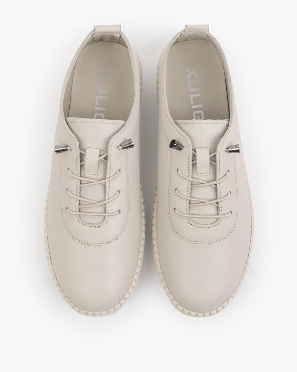 Szare półbuty damskie skórzane z przeszywaną podeszwą 165-52042-SZARY