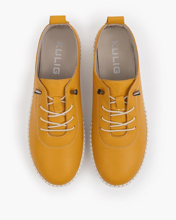 Musztardowe półbuty damskie skórzane 165-52042-MUSZTA