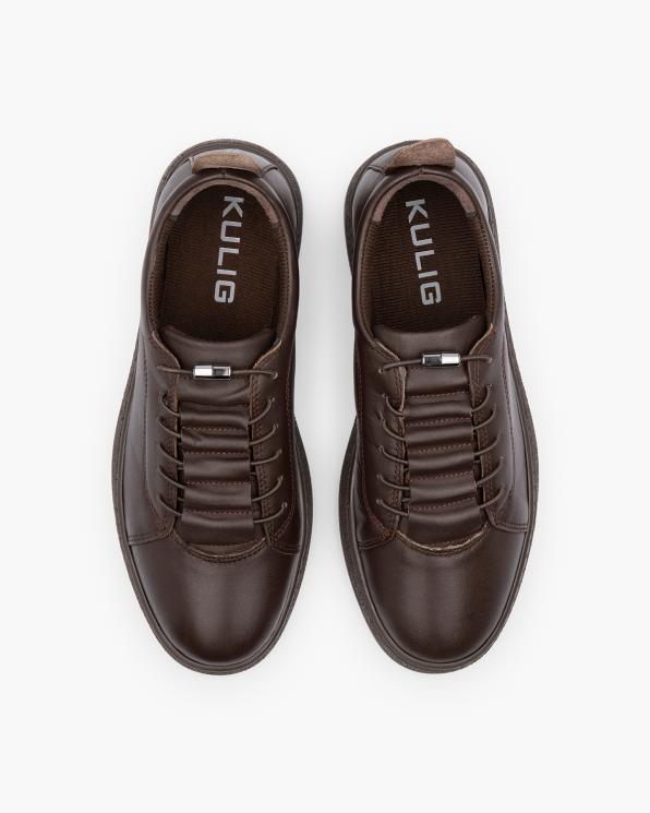 Czekoladowe adidasy damskie ze skóry licowej 165-0306-BRĄZ