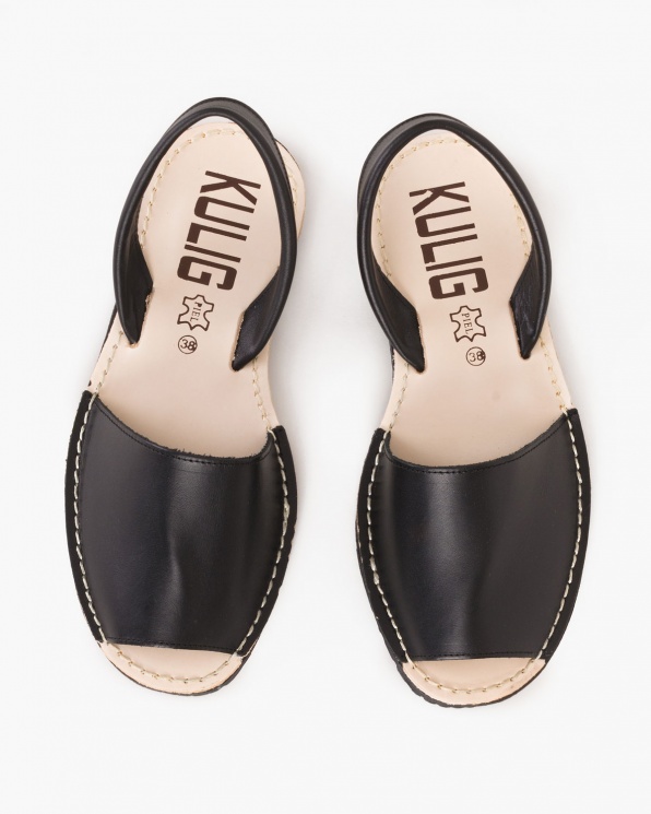 Czarne sandały skórzane  009 -102-CZARNY