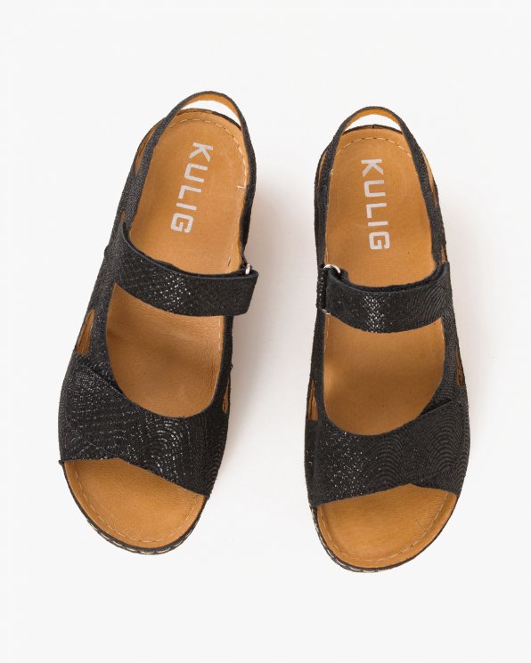 Czarne sandały skórzane  043 -964-CZARNY
