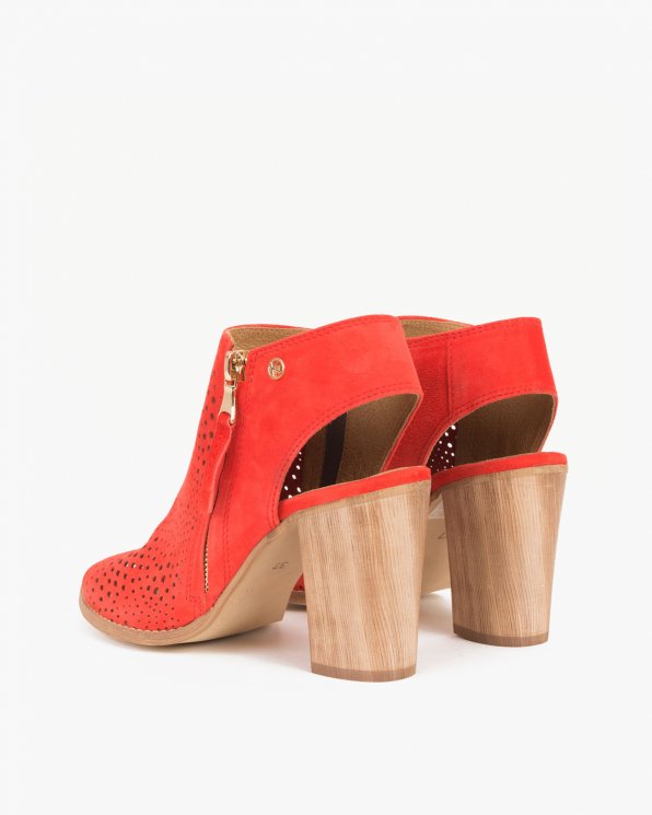 Czerwone sandały welurowe ażurowe  005 -15381-CZERW