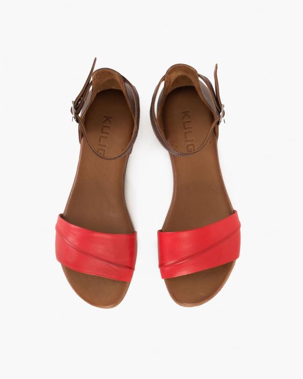 Czerwono-czekoladowe sandały damskie skórzane  078-2210-CZERWON