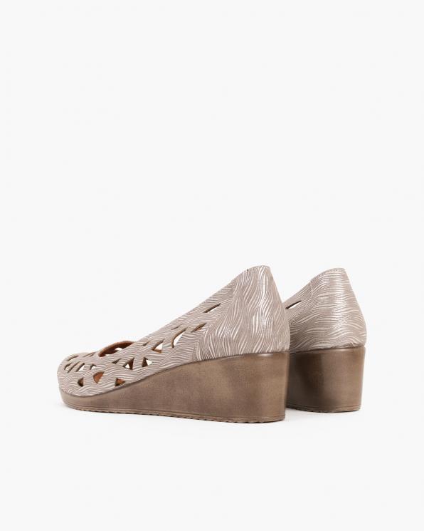 Beżowe sandały damskie nubukowe z motywem  084-154-MINK