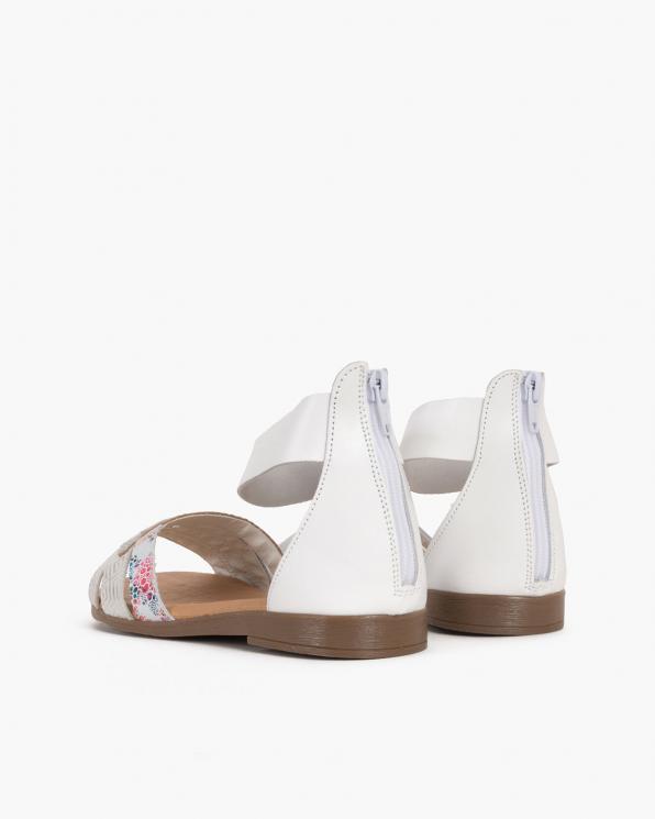 Białe sandały damskie skórzane z motywem  009-2633-BIAŁY