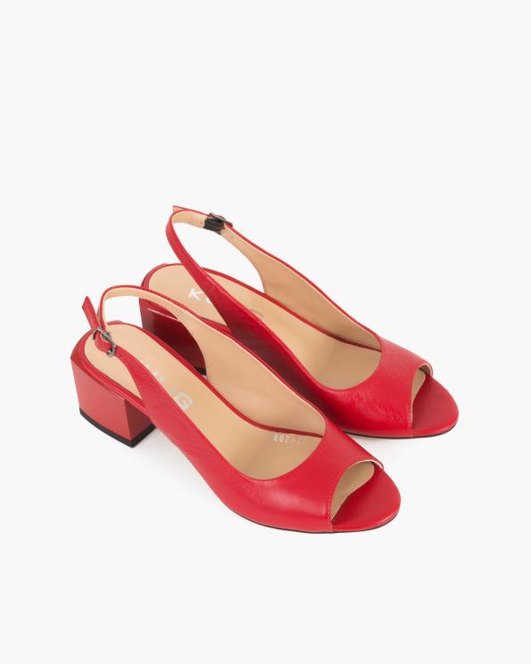 Czerwone sandały damskie skórzane na słupku  101-802-22