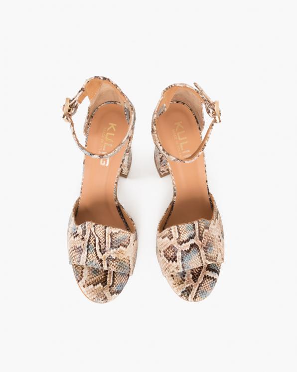 Wielokolorowe sandały damskie skórzane z motywem  076-1537-BEZ