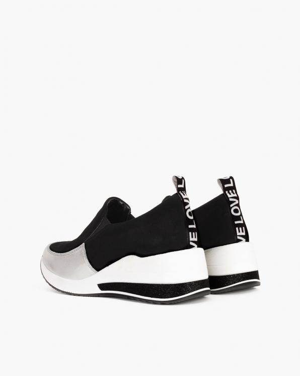 Srebrno-czarne sneakersy zamszowe  046-904-CZ-SREB