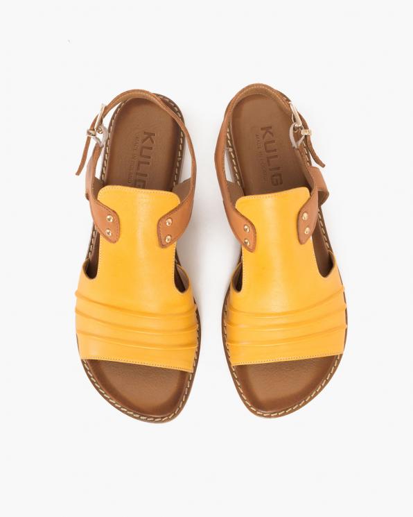 Rudo-żółte sandały damskie skórzane  086-2373-085-074