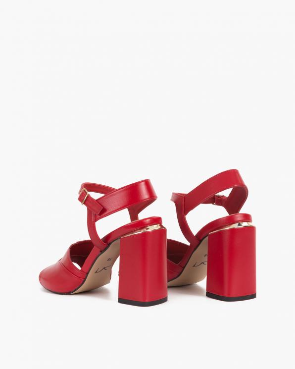Czerwone sandały damskie na klocku  076-2044-CZERWON