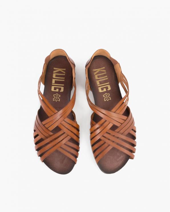 Brązowe sandały damskie skórzane płaskie  009-4021-ROBLEE