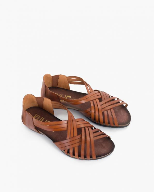 Brązowe sandały damskie skórzane płaskie  009-4021-ROBLEE