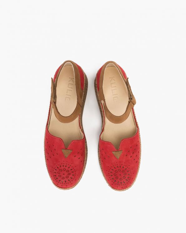 Czerwone sandały damskie nubukowe espadryle  110-826-CZERWONY