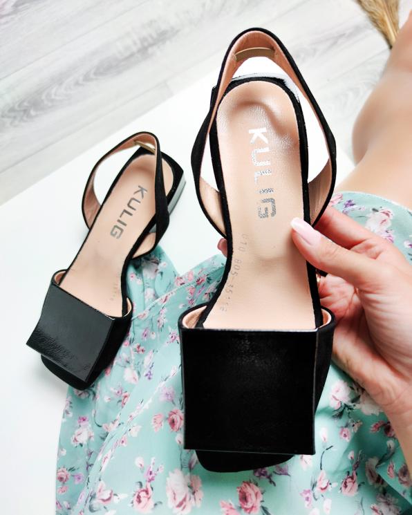 Czarne sandały damskie welurowe  108-805-CZARNY