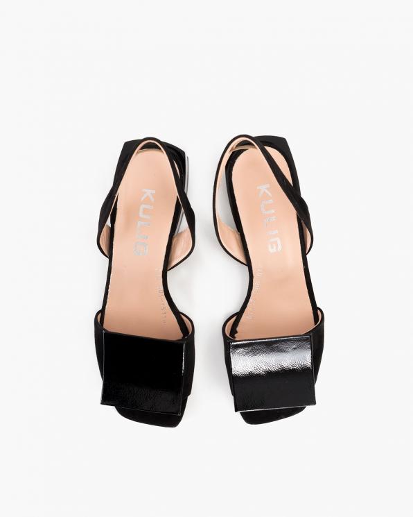 Czarne sandały damskie welurowe  108-805-CZARNY