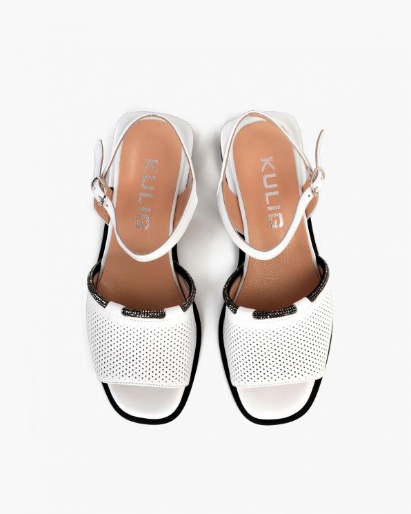 Białe sandały damskie skórzane ażurowe  108-173-532-BIAŁ