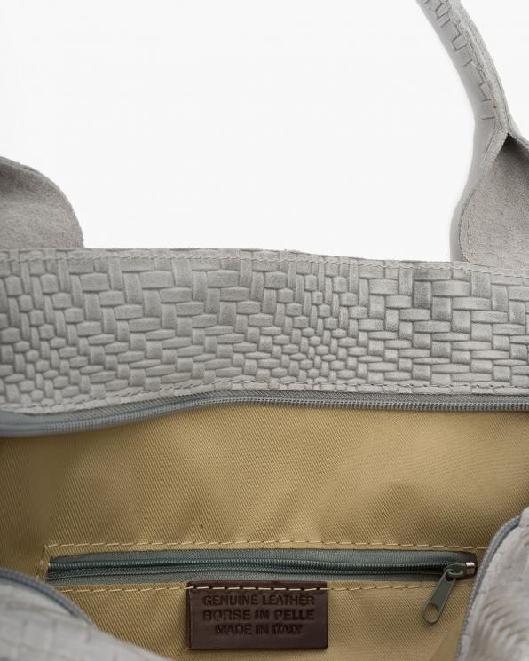 Szara torebka damska pleciona z frędzlem 107-PLECIONY-SZARY