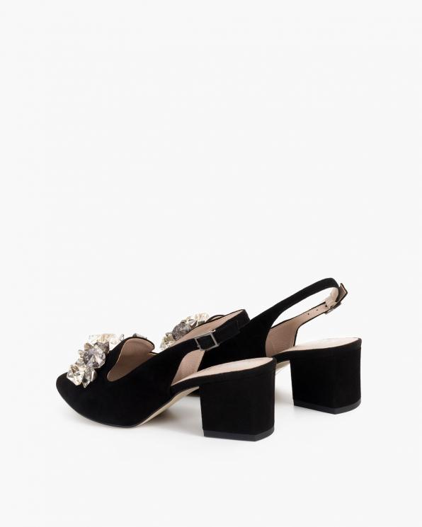 Czarne sandały damskie zamszowe z kamieniami  012-666-CZARNY