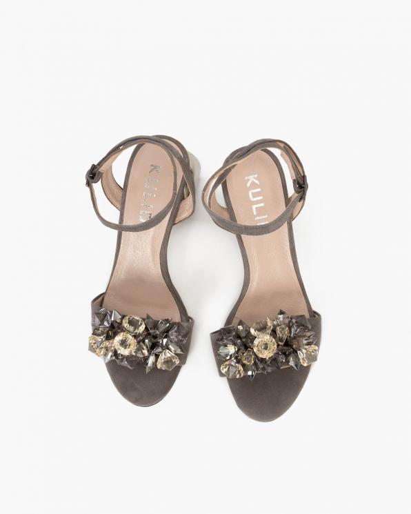 Szare sandały damskie zamszowe z kamieniami  012-993-TOUPE