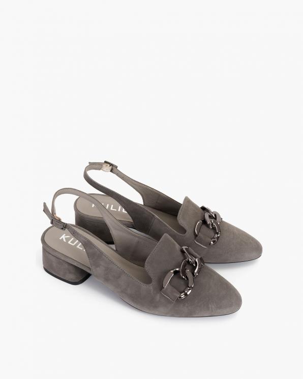 Szare sandały damskie zamszowe z ozdobą  012-318-TOUPE